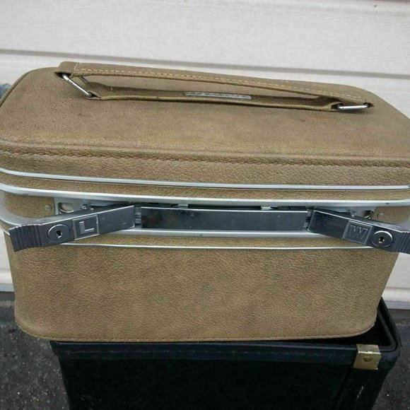 Samsonite Bags Vtg Vintage Tan Samsonite Train Case Lucite Hand Mirror Key Retro 6s 70s
